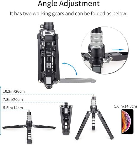 حامل ثلاثي القوائم صغير على سطح الطاولة-INNOREL PW70، حامل ثلاثي صغير DSLR مع برغي 1/4 بوصة إلى 3/8 بوصة وحامل للهاتف الخلوي من الألومنيوم باستخدام الحاسب الآلي، أقصى تحميل 33 رطل للكاميرا، وكاميرا الفيديو، والهاتف المحمول، وكاميرات الحركة in Kuwait
