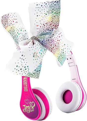 JoJo Siwa Kids Bluetooth Headphones for Wireless Rechargeable Foldable Bluetooth Headphones with Microphone Kid Friendly Sound and Bonus Detachable Cord in Saudi Arabia
