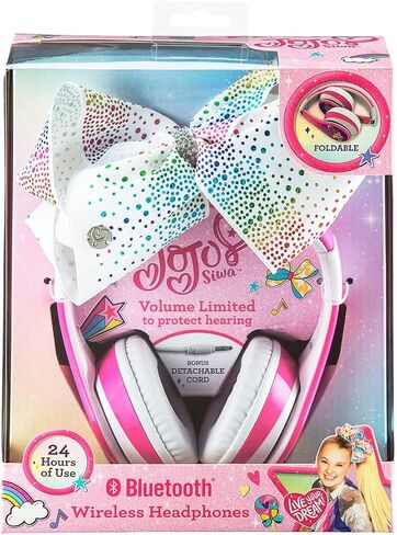 JoJo Siwa Kids Bluetooth Headphones for Wireless Rechargeable Foldable Bluetooth Headphones with Microphone Kid Friendly Sound and Bonus Detachable Cord in Saudi Arabia
