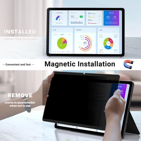 واقي شاشة الخصوصية المغناطيسي PYS® لجهاز Samsung Galaxy Tab S6 Lite (10.4 بوصة، موديل 2022/2020)، واقي شاشة قابل للإزالة، مضاد للوهج، مضاد للتجسس، خالي من الفقاعات، [سهل الارتداء] - قطعة واحدة in Kuwait