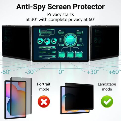 واقي شاشة الخصوصية المغناطيسي PYS® لجهاز Samsung Galaxy Tab S6 Lite (10.4 بوصة، موديل 2022/2020)، واقي شاشة قابل للإزالة، مضاد للوهج، مضاد للتجسس، خالي من الفقاعات، [سهل الارتداء] - قطعة واحدة in Kuwait