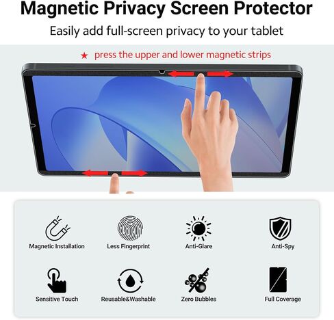 واقي شاشة الخصوصية المغناطيسي PYS® لجهاز Samsung Galaxy Tab S6 Lite (10.4 بوصة، موديل 2022/2020)، واقي شاشة قابل للإزالة، مضاد للوهج، مضاد للتجسس، خالي من الفقاعات، [سهل الارتداء] - قطعة واحدة in Kuwait