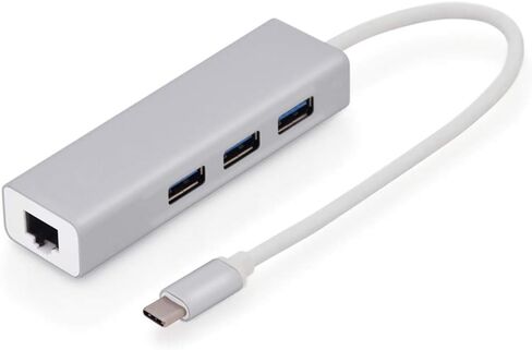 محول MMOBIEL USB-C إلى Ethernet RJ45 متوافق مع MacBook Air/Pro وiMac وAcer وLenovo وAsus وHP وSamsung وHuawei والمزيد - USB من النوع C - 1000 ميجابت في الثانية 3 USB Multiport Hub 3.0 فائق النحافة - فضي in Saudi Arabia