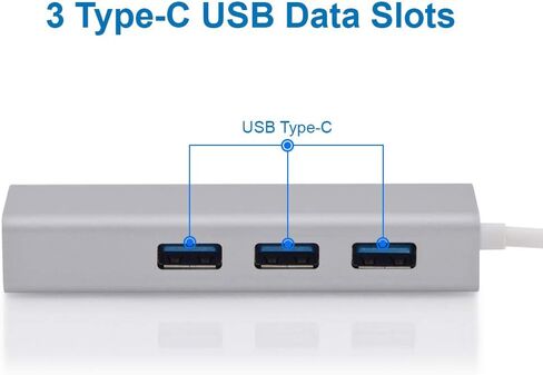 محول MMOBIEL USB-C إلى Ethernet RJ45 متوافق مع MacBook Air/Pro وiMac وAcer وLenovo وAsus وHP وSamsung وHuawei والمزيد - USB من النوع C - 1000 ميجابت في الثانية 3 USB Multiport Hub 3.0 فائق النحافة - فضي in Saudi Arabia