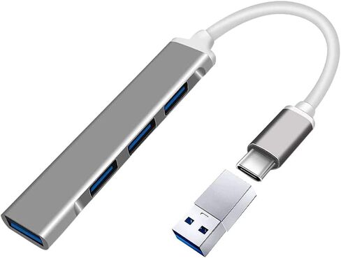 محول USB C Hub، 4 منافذ USB 3.0 ومحول شحن من النوع C متوافق مع MacBook Pro/Air ipad Apple، Chromebook (رمادي) in Kuwait