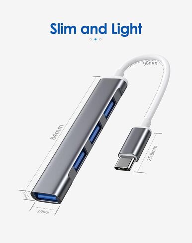 محول USB C Hub، 4 منافذ USB 3.0 ومحول شحن من النوع C متوافق مع MacBook Pro/Air ipad Apple، Chromebook (رمادي) in Kuwait