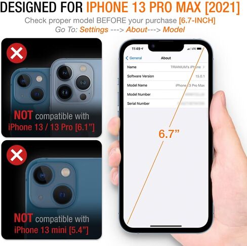 Trianium Tempered Glass Screen Protector Compatible for iPhone 13 Pro Max & Tempered Glass Screen Protector Designed for Apple iPhone 11 Pro Max/iPhone XS Max in Kuwait