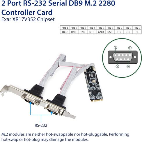 IO CREST 2 Port RS-232 DB9 Serial M.2 B+M Key Controller Card SI-ADA15069 in Saudi Arabia