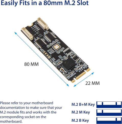 IO CREST 2 Port RS-232 DB9 Serial M.2 B+M Key Controller Card SI-ADA15069 in Saudi Arabia