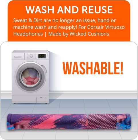 WC BandZ Virtuoso -  Protective Headband Cover for Corsair Virtuoso Gaming Headsets - Machine Washable, No More Flaking Leather - Compatible with Virtuoso Wireless, XT, and SE | Black in Kuwait