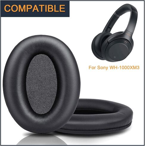 وسائد أذن لسوني WH-1000XM3، زوج من وسائد الأذن البديلة مع جلد البروتين وإسفنج الذاكرة لسوني WH 1000XM3 سماعة ستيريو بخاصية إلغاء الضوضاء، أسود in Kuwait