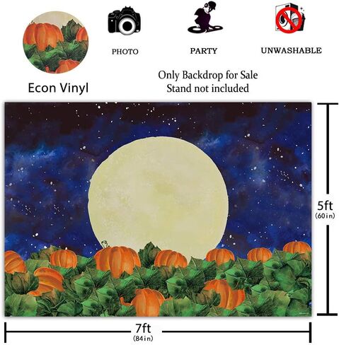 Funnytree 8x6FT هالوين اليقطين قدمت خلفية التصوير الفوتوغرافي للأطفال حفلة عيد ميلاد راية السماء المرصعة بالنجوم ليلة القمر خلفية الصورة كشك تفضل الدعائم هدية in Saudi Arabia