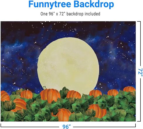 Funnytree 8x6FT هالوين اليقطين قدمت خلفية التصوير الفوتوغرافي للأطفال حفلة عيد ميلاد راية السماء المرصعة بالنجوم ليلة القمر خلفية الصورة كشك تفضل الدعائم هدية in Kuwait