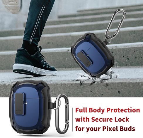 JAKPAK متوافق مع Google Pixel Buds A غطاء حافظة [مصباح LED أمامي مرئي] حافظة واقية مقاومة للصدمات مع سلسلة مفاتيح بتصميم قفل آمن غطاء حماية صلب من البولي كربونات لـ Pixel Buds A 2021 أصفر in Kuwait