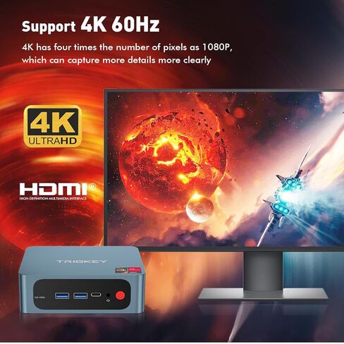 TRIGKEY Mini PC Ryzen 7 Speed S5 5800H(Up to 4.4GHz,L3 16MB) Mini Gaming Computer 32GB DDR4 3200MHz 1TB M.2 2280 NVMe SSD, Wi-Fi 6/Bluetooth 5.2/4K@60Hz/HDMI+DP+Type-C/USB 3.2 Micro PC in Kuwait