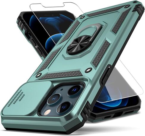 حافظة YZOK لهاتف iPhone 12 Pro Max، مع غطاء عدسة الكاميرا وواقي شاشة HD، [درجة عسكرية] حامل حلقي للسيارة ومسند هجين صلب من مادة TPU الناعمة المقاومة للصدمات لهاتف iPhone 12 Pro Max-Purple in Kuwait