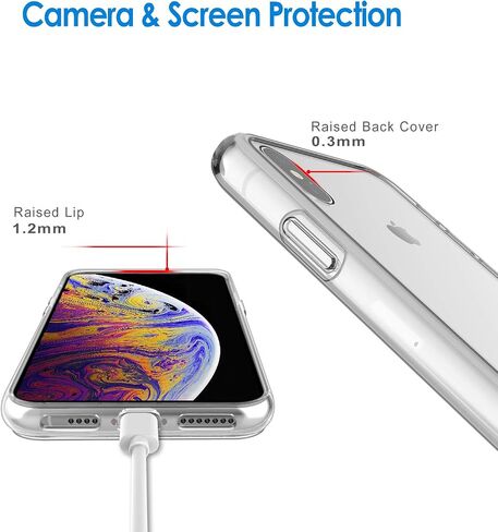 حافظة JETech لهاتف iPhone Xs Max مقاس 6.5 بوصة، غطاء ممتص للصدمات غير أصفر اللون، ظهر شفاف مضاد للخدش (شفاف) in Saudi Arabia