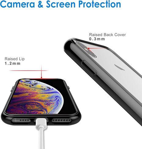 JETech Case for iPhone Xs Max 6.5-Inch, Non-Yellowing Shockproof Phone Bumper Cover, Anti-Scratch Clear Back (Clear) in Kuwait