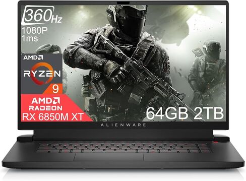 Alienware m17 R5 17.3 بوصة 360 هرتز FHD 1 مللي ثانية (AMD Ryzen 9 6900HX، ذاكرة الوصول العشوائي DDR5 سعة 64 جيجابايت، SSD 2 تيرابايت PCIe، Radeon RX6850M XT 12 جيجابايت (Beat RTX 3070 Ti)) كمبيوتر محمول للألعاب بإضاءة خلفية RGB، Thunderbolt 4، G-SYNC، Win in Kuwait