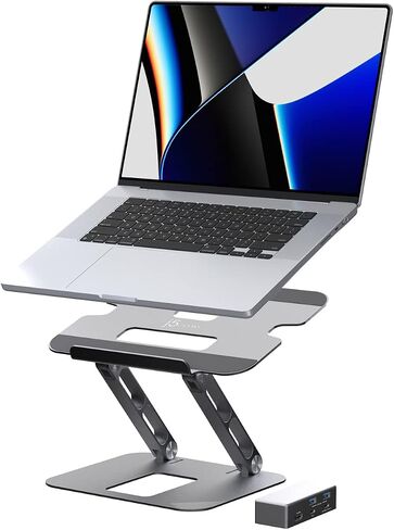 j5create Laptop Stand with USB C 4K HDMI Display Hub - 2 USB A 5Gbps, PD 100W with USB-C 5Gbps | Aluminum Computer Riser for MacBook and Windows Notebook (JTS327) in Saudi Arabia