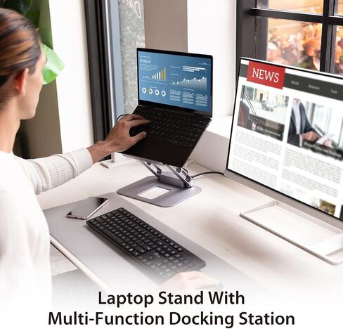 j5create Laptop Stand with USB C 4K HDMI Display Hub - 2 USB A 5Gbps, PD 100W with USB-C 5Gbps | Aluminum Computer Riser for MacBook and Windows Notebook (JTS327) in Saudi Arabia