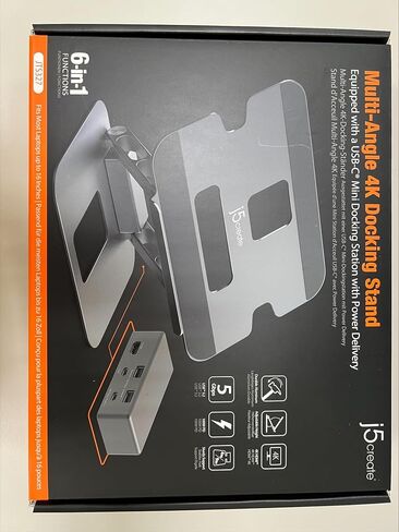 j5create Laptop Stand with USB C 4K HDMI Display Hub - 2 USB A 5Gbps, PD 100W with USB-C 5Gbps | Aluminum Computer Riser for MacBook and Windows Notebook (JTS327) in Saudi Arabia