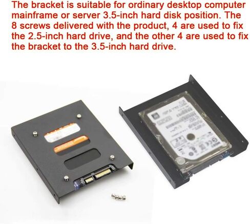 ANZKA 2 قطعة SSD/HDD حامل تثبيت 2.5 بوصة إلى 3.5 بوصة محول حامل معدني 2.5 إلى 3.5 يحول الكمبيوتر المحمول لمحرك الأقراص الصلبة إلى سطح المكتب للكمبيوتر الشخصي، مع 16 براغي تثبيت ومفك براغي واحد (أسود) in Kuwait