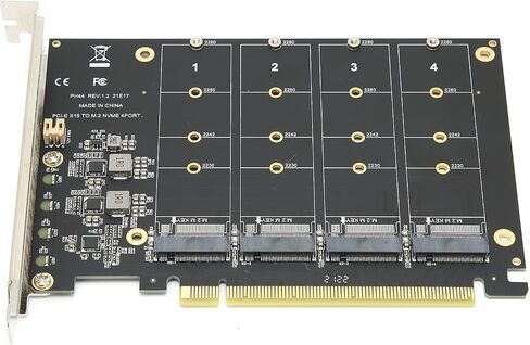 Adapter Card,4 Port M.2 NVMe SSD to PCIE X16 M Key Hard Drive Converter,Reader,Expansion Card,Supports PCIE Split or PCIE RAID Function,PCIE 3.0, 4.0 Transmission Protocol.(ph44) in Saudi Arabia