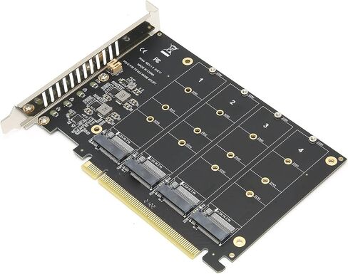 Adapter Card,4 Port M.2 NVMe SSD to PCIE X16 M Key Hard Drive Converter,Reader,Expansion Card,Supports PCIE Split or PCIE RAID Function,PCIE 3.0, 4.0 Transmission Protocol.(ph44) in Saudi Arabia