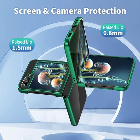 حافظات MATEPROX الشفافة لهاتف Samsung Galaxy Z Flip 5، غطاء هاتف شفاف ورفيع وخفيف الوزن مع إطار مطلي بالكهرباء لهاتف Samsung Galaxy Z Flip 5 5G-Green in Kuwait