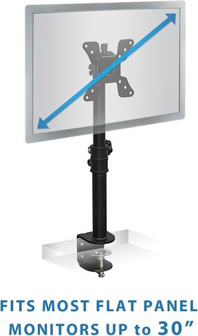 Mount-It! حامل شاشة فردي VESA | حامل مكتب عمودي | ارتفاع عمود تلسكوبي قابل للتعديل | يناسب 19 20 21 22 23 24 27 29 30 بوصة الكمبيوتر الشخصي | قاعدة المشبك C in Kuwait