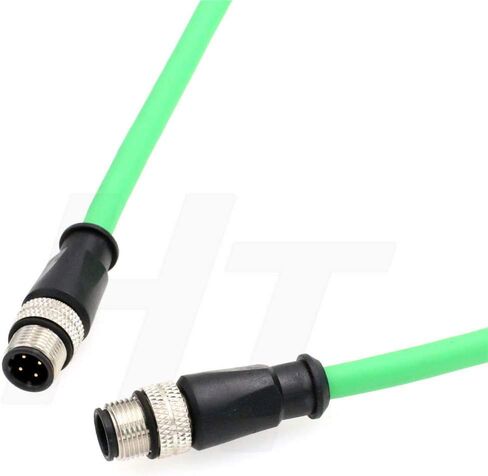 Ethernet M12 4 Pin D Code Male to M12 4 Pin D Code Male Cable for Baumer Omron Sick Encoder Sensor Camera Profinet Network Host Green PVC 2m in Saudi Arabia