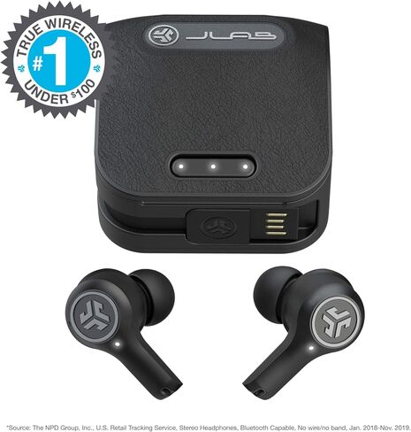 سماعات أذن JLab Epic Air ANC True Wireless Bluetooth 5، إلغاء الضوضاء النشط، مقاومة للتعرق IP55، عمر بطارية 12 ساعة، علبة شحن 36 ساعة، وضع فيلم منخفض الكمون، 3 إعدادات صوت EQ in Kuwait