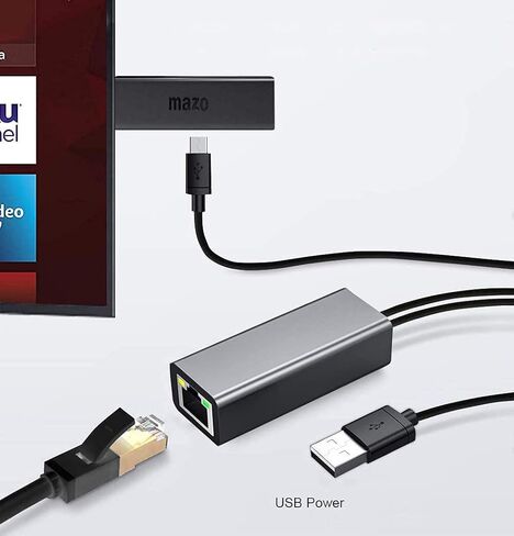 ايثرنت لجهاز بث كروم كاست 4K من فير ستيك - كيبل طاقة USB واتصال LAN سلكي - محول مايكرو USB الى ار جيه 45 in Saudi Arabia