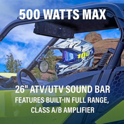نظام شريط الصوت Sound Storm Laboratories SB26 UTV - بعرض 26 بوصة، مقاوم للطقس بتصنيف IPX5، بلوتوث، مضخم، مكبرات صوت 4 بوصة، مكبرات صوت محملة بقرن 1 بوصة، سهلة التركيب للمركبات 12 فولت in Kuwait