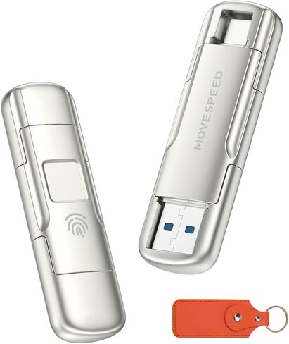 موف سبيد ذاكرة فلاش USB 3.2 سعة 128 جيجابايت ذات حالة ثابتة 520 ميجابايت/ثانية AES256 وتشفير بصمات الأصابع من النوع C USB الجيل الثاني in Kuwait