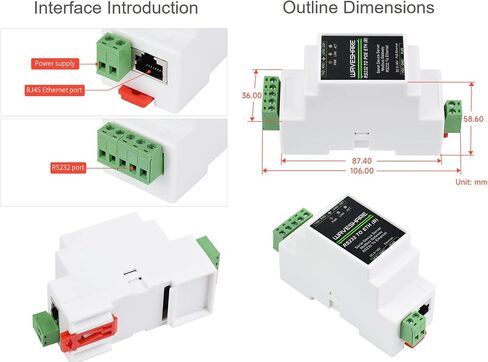 وحدة محول إيثرنت RS232 إلى POE، خادم تسلسلي RS232 مثبت على السكك الحديدية الصناعية، TCP/IP إلى تسلسلي، بوابة Modbus، نقل بيانات شفاف ثنائي الاتجاه بين RS232 وEthernet in Saudi Arabia