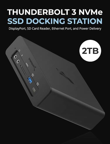 محطة إرساء SABRENT Thunderbolt 3 سعة 8 تيرابايت NVMe SSD مع منفذ DisplayPort وقارئ بطاقة SD ومنفذ إيثرنت وتوصيل الطاقة (DS-SKRT-D8TB) أسود in Saudi Arabia
