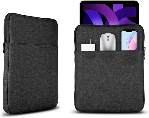 Tablet Sleeve Case 9-11 Inch Carrying Case with Storage Pockets Fits iPad 9/8/7th Gen 10.2, iPad Air 4 10.9, Tab A 10.1, Tab S3 , Water-Proof Tablet Sleeve Bag, Black in Kuwait