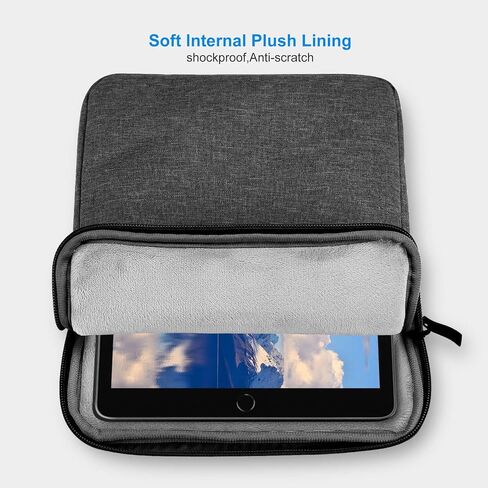 Tablet Sleeve Case 9-11 Inch Carrying Case with Storage Pockets Fits iPad 9/8/7th Gen 10.2, iPad Air 4 10.9, Tab A 10.1, Tab S3 , Water-Proof Tablet Sleeve Bag, Black in Kuwait
