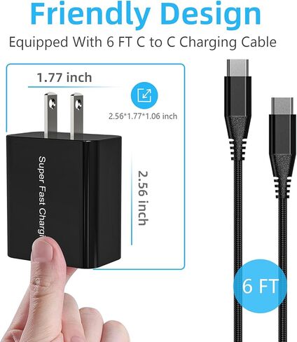 شاحن وكابل USB C 25 وات لهاتف Samsung Galaxy S23 S20 S21 S22 Ultra FE/A52 A53 A54 A34 A24 A23 5G/A52S A51 A71 A13، Tab S7/S8 S6، Pixel 7 5 XL 6 Pro، قابس محول طاقة جداري فائق السرعة in Kuwait