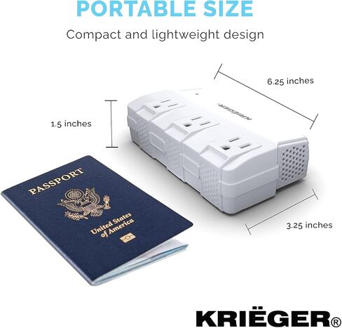 محول السفر العالمي K KRIËGER، محول تنحي بقدرة 200 واط، محول طاقة دولي مع 4 منافذ USB شحن إجمالي 6 أمبير، 3 منافذ تيار متردد لمحول التوصيل العالمي للولايات المتحدة الأمريكية والاتحاد الأوروبي والمملكة المتحدة وأستراليا in Kuwait