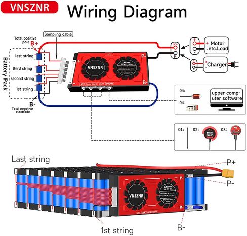 VNSZNR بطارية ليثيوم BMS 36V 40A 10S نظام إدارة بطارية ليثيوم أيون PCB لوحة حماية مع توازن يؤدي BMS لحزمة بطارية ليثيوم ذاتية الصنع 36V in Saudi Arabia