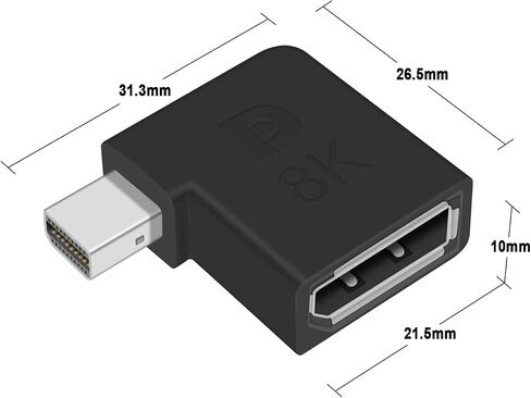 Poyiccot Mini Displayport to Displayport Adapter, 8k Mini DP to DP Adapter Bi-Directional Mini Displayport Male to Displayport Female Extention Adapter for Laptop PC TV Gaming Monitor, 2pack in Kuwait