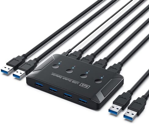 NFHK KVM USB 2.0 محدد التبديل 4 منافذ أجهزة الكمبيوتر مشاركة 4 أجهزة للطابعة الماسح الضوئي لوحة المفاتيح والماوس in Kuwait