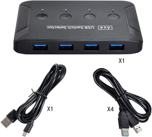 NFHK KVM USB 2.0 محدد التبديل 4 منافذ أجهزة الكمبيوتر مشاركة 4 أجهزة للطابعة الماسح الضوئي لوحة المفاتيح والماوس in Kuwait