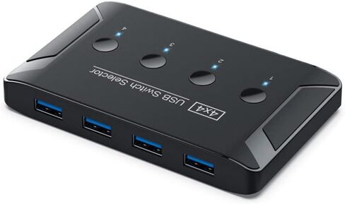 NFHK KVM USB 2.0 محدد التبديل 4 منافذ أجهزة الكمبيوتر مشاركة 4 أجهزة للطابعة الماسح الضوئي لوحة المفاتيح والماوس in Kuwait