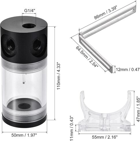 uxcell Water Cooling Tank 50mm x 140mm with Acrylic and POM 1 in 3 Out for Computer CPU Cooled in Saudi Arabia