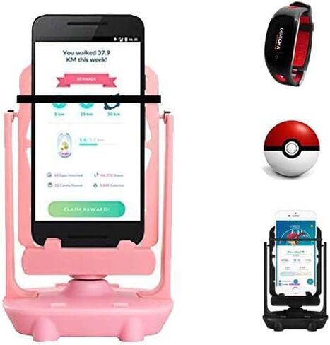 عداد الخطى المتأرجح للهاتف متوافق مع ملحقات الهاتف المحمول Pokemon Go Poke Ball Plus مع كابل USB إصدار صامت عالي للمشي (يدعم هاتفين أقل من 7.2 بوصة)، وردي in Kuwait