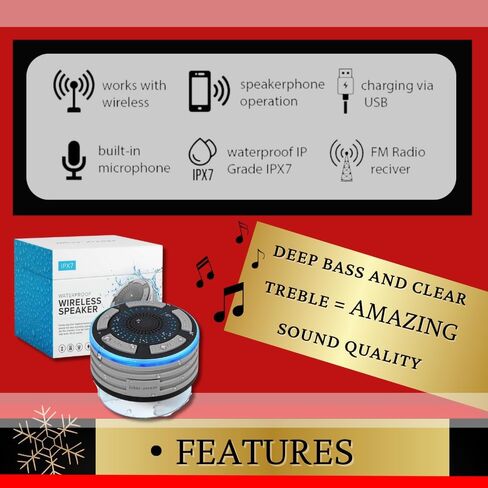 مكبر صوت محمول يعمل بالبلوتوث مع حقيبة سفر، أفضل IPX7 مقاوم للماء، أزواج لاسلكية مع أجهزة بلوتوث، استمتع في حمام السباحة، الشاطئ، التخييم؛ خيار الاقتران TWS- مع حقيبة سفر سوداء in Kuwait